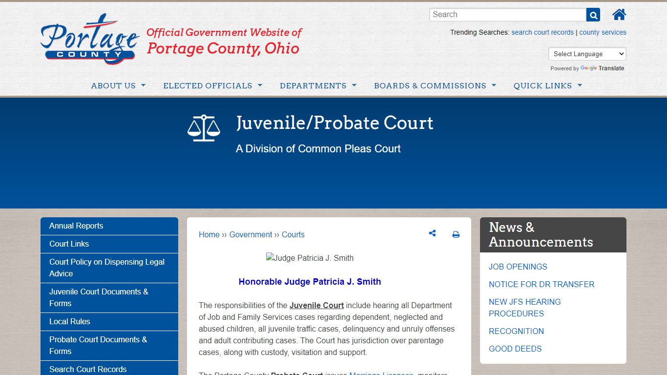 Juvenile/Probate Court | Portage County OH